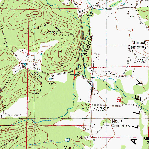 Topographic Map of Wildcat Creek, OR