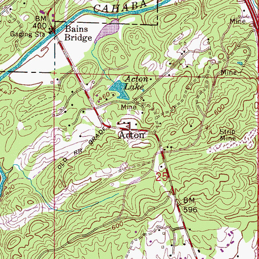 Topographic Map of Acton, AL
