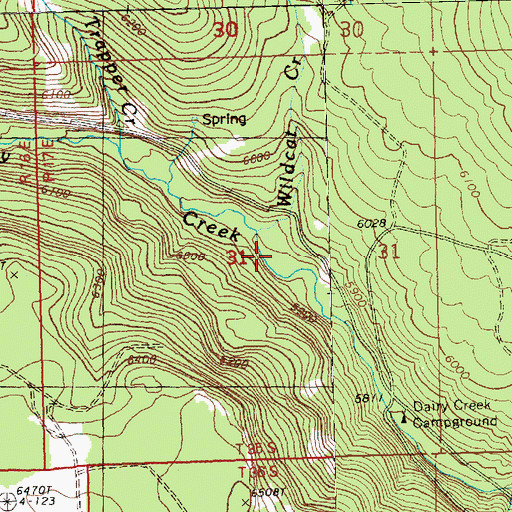 Topographic Map of Wildcat Creek, OR