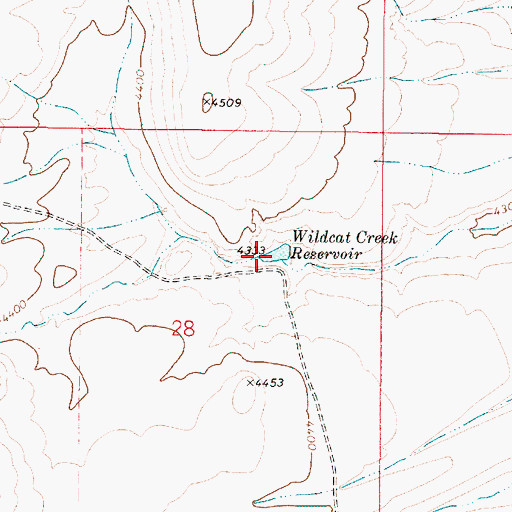 Topographic Map of Wildcat Creek Reservoir, OR