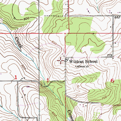 Topographic Map of Wildcat School, OR
