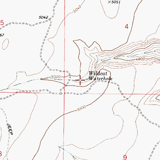Topographic Map of Wildcat Waterhole, OR