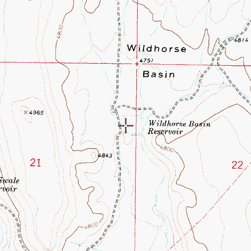 Topographic Map of Wildhorse Basin Reservoir, OR