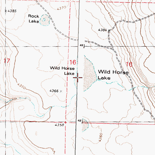 Topographic Map of Wildhorse Lake, OR