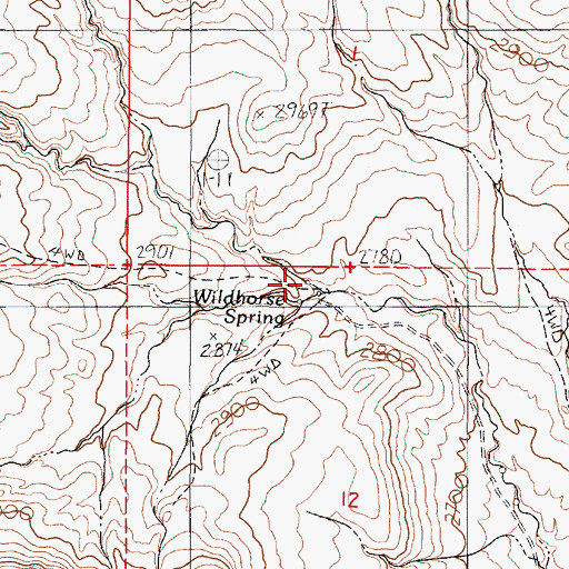Topographic Map of Wildhorse Spring, OR