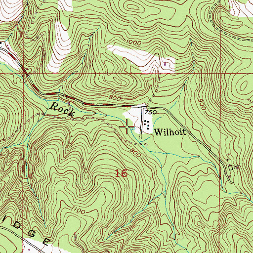 Topographic Map of Wilhoit, OR