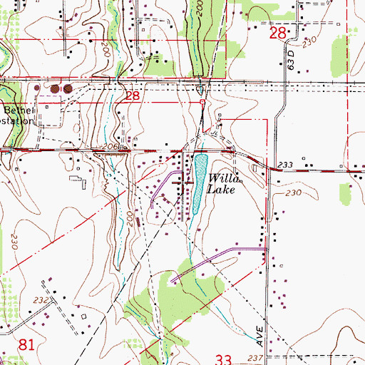 Topographic Map of Willa Lake, OR