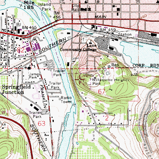 Topographic Map of Willamette Heights Park, OR
