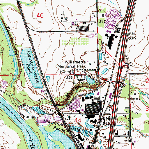 Topographic Map of Willamette Memorial Park, OR