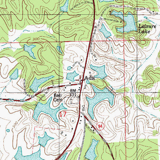 Topographic Map of Ada, AL