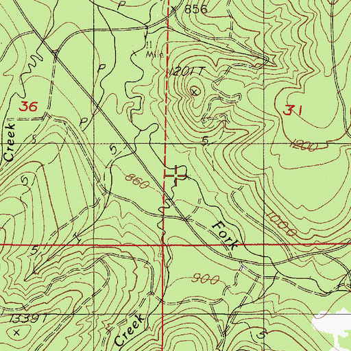 Topographic Map of Williams Creek, OR
