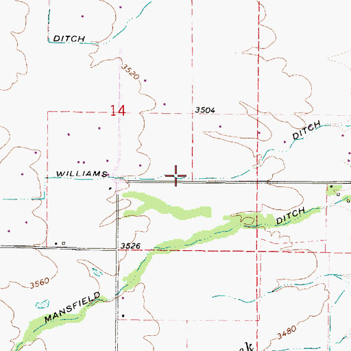 Topographic Map of Williams Ditch, OR