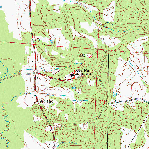 Topographic Map of Ada Hanna High School, AL