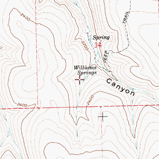 Topographic Map of Williams Springs, OR
