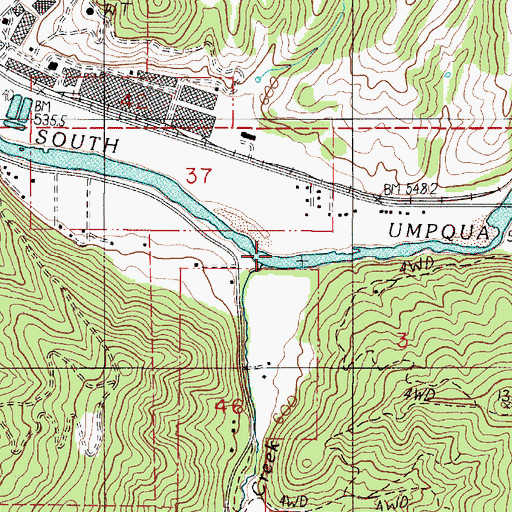 Topographic Map of Willis Creek, OR