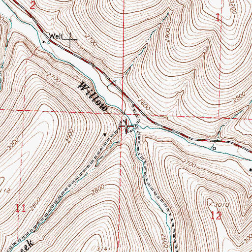 Topographic Map of Willis Creek, OR
