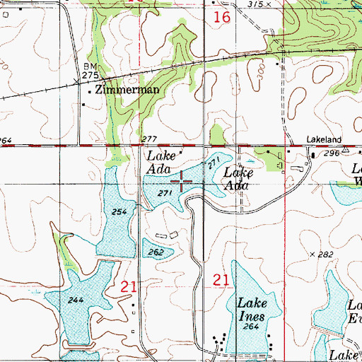 Topographic Map of Lake Ada, AL
