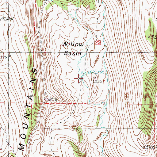 Topographic Map of Willow Basin, OR