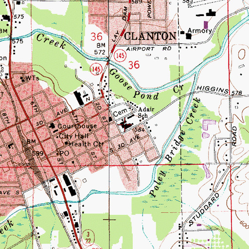 Topographic Map of Adair School, AL