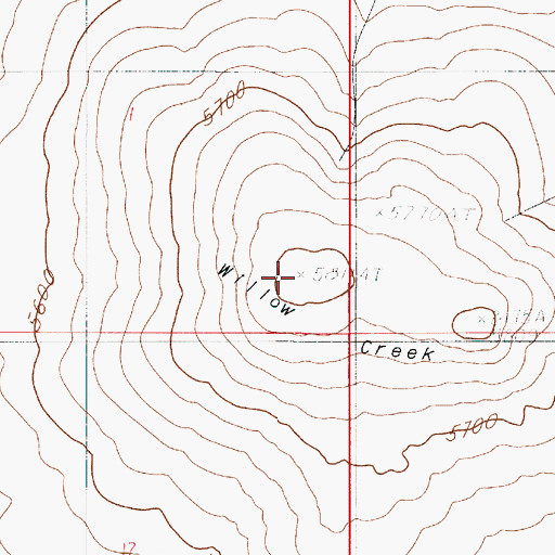 Topographic Map of Willow Creek Butte, OR