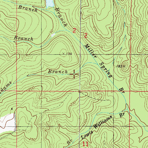 Topographic Map of Adams Branch, AL