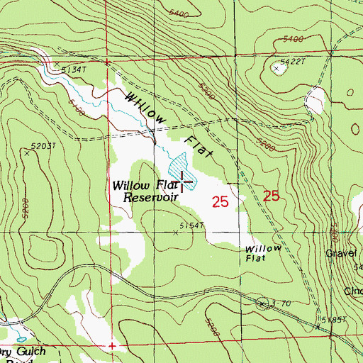 Topographic Map of Willow Flat, OR