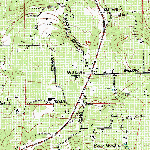 Topographic Map of Willow Flat, OR