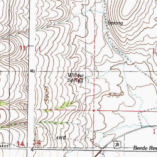 Topographic Map of Willow Spring, OR