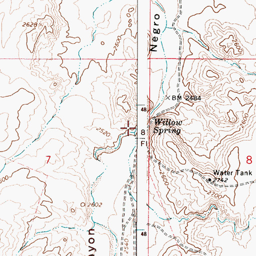 Topographic Map of Willow Spring, OR