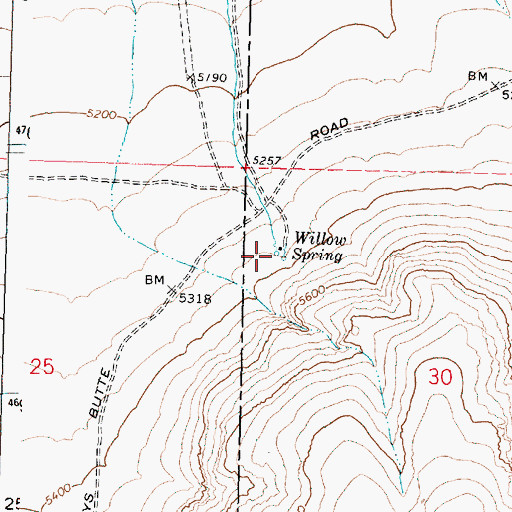 Topographic Map of Willow Spring, OR