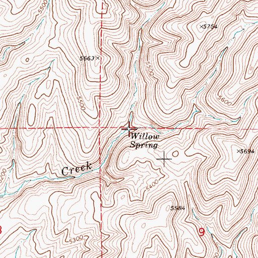 Topographic Map of Willow Spring, OR