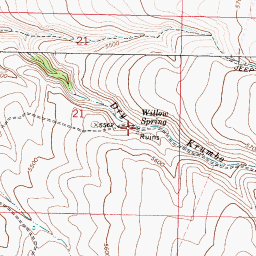 Topographic Map of Willow Spring, OR
