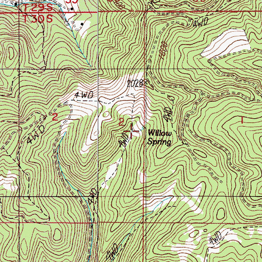 Topographic Map of Willow Spring, OR