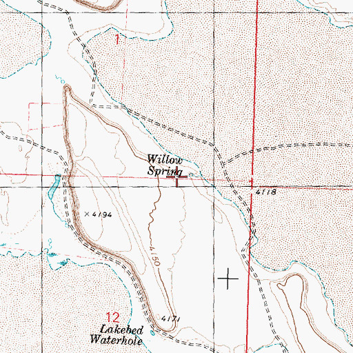 Topographic Map of Willow Spring, OR