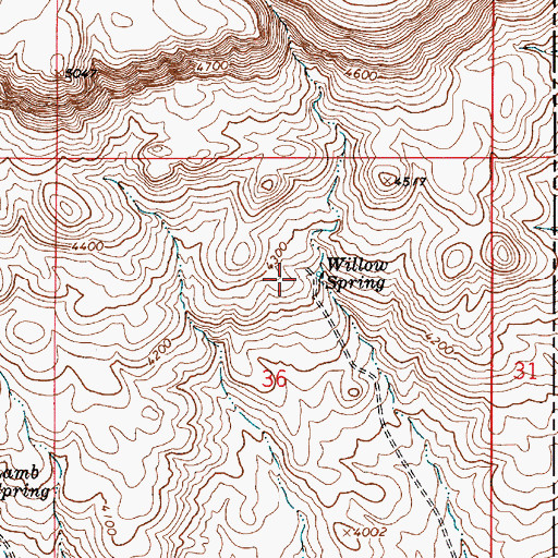 Topographic Map of Willow Spring, OR