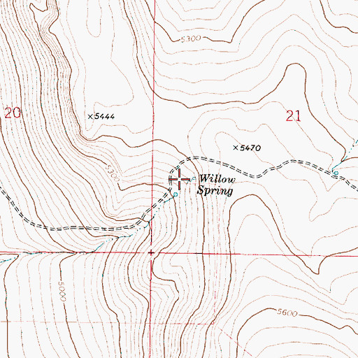 Topographic Map of Willow Spring, OR