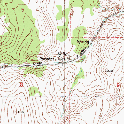 Topographic Map of Willow Spring, OR