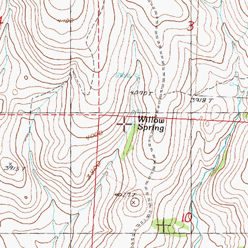 Topographic Map of Willow Spring, OR