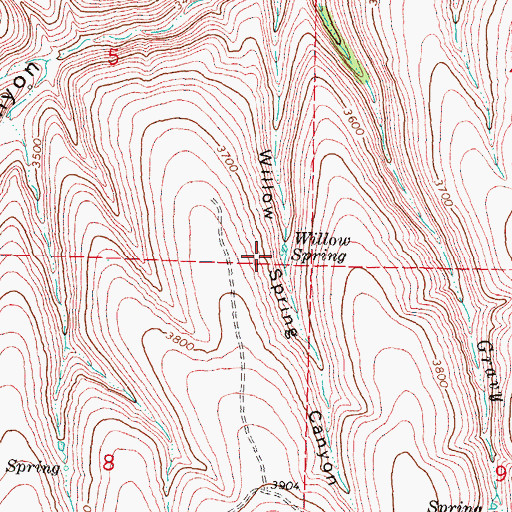 Topographic Map of Willow Spring, OR