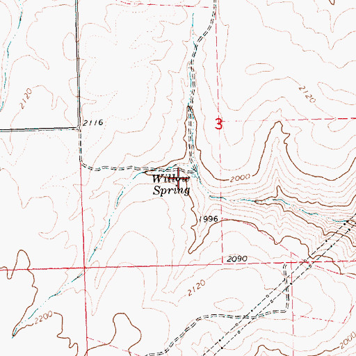 Topographic Map of Willow Spring, OR