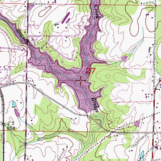 Topographic Map of Adams Branch, AL