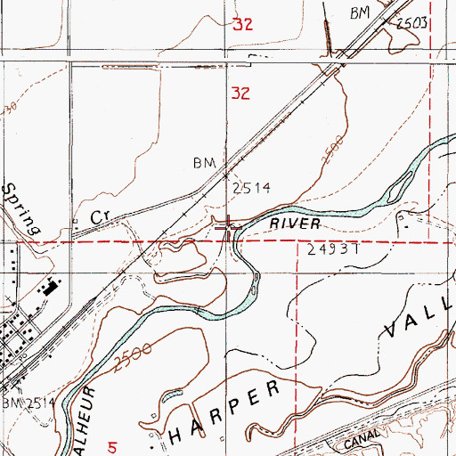 Topographic Map of Willow Spring Creek, OR