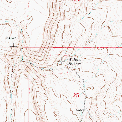 Topographic Map of Willow Springs, OR