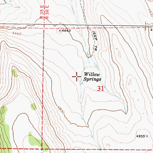 Topographic Map of Willow Springs, OR