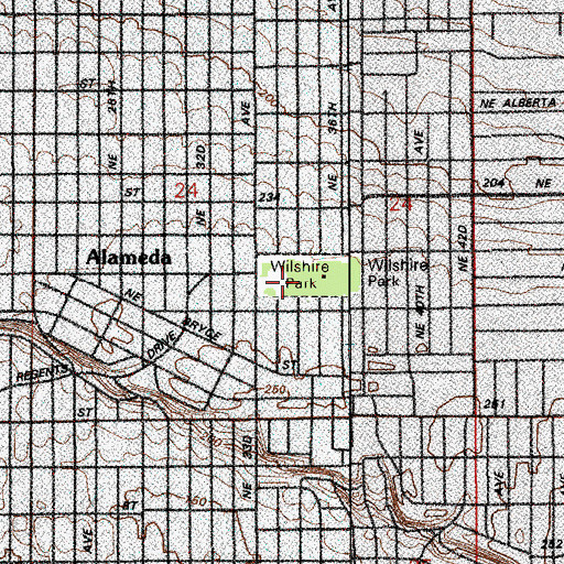 Topographic Map of Wilshire City Park, OR