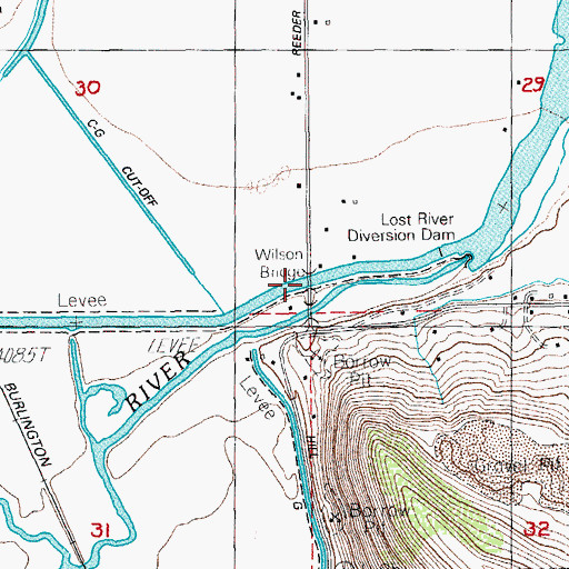 Topographic Map of Wilson Bridge, OR