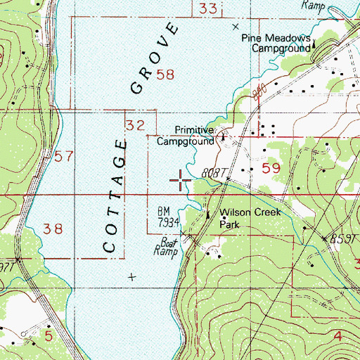 Topographic Map of Wilson Creek, OR