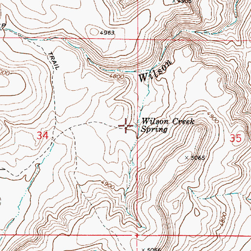 Topographic Map of Wilson Creek Spring, OR
