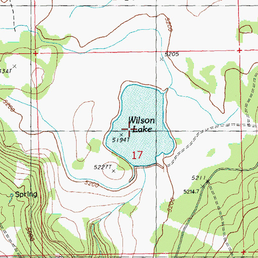 Topographic Map of Wilson Lake, OR