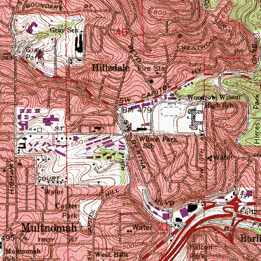 Topographic Map of Rieke Elementary School, OR